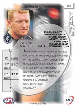 2002 Select AFL Exclusive SPX #62 Lance Whitnall Back